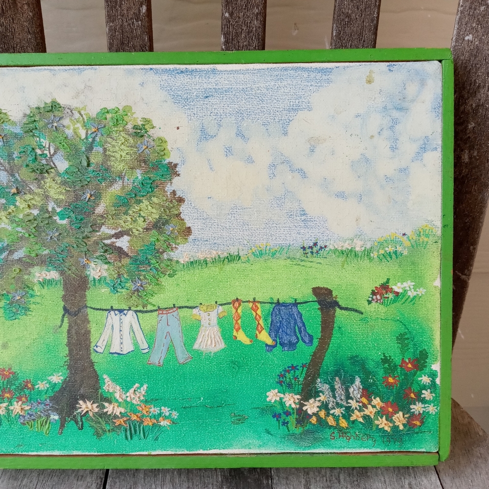 Amish wall Art/ signed by artist/S.Highberg(1973) Lancaster County,Pa.